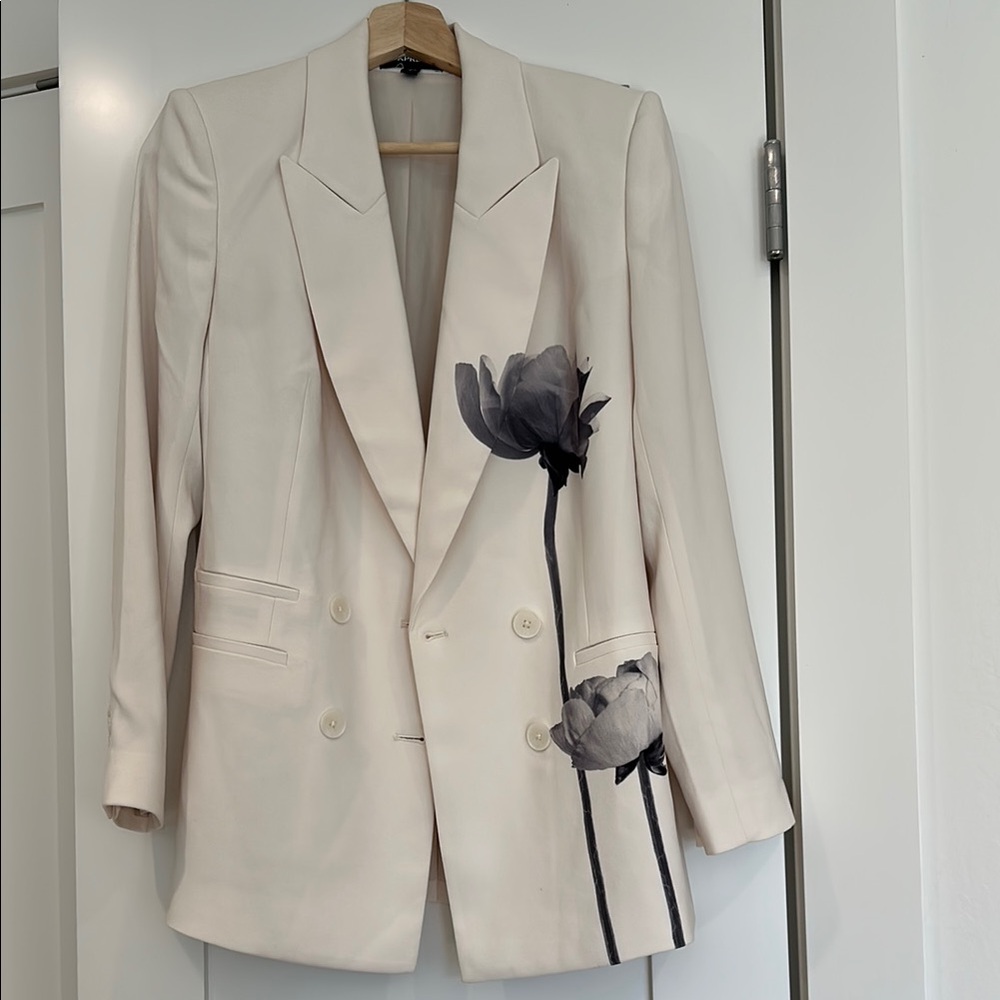 Express Cream Blazer with Black Floral Accents